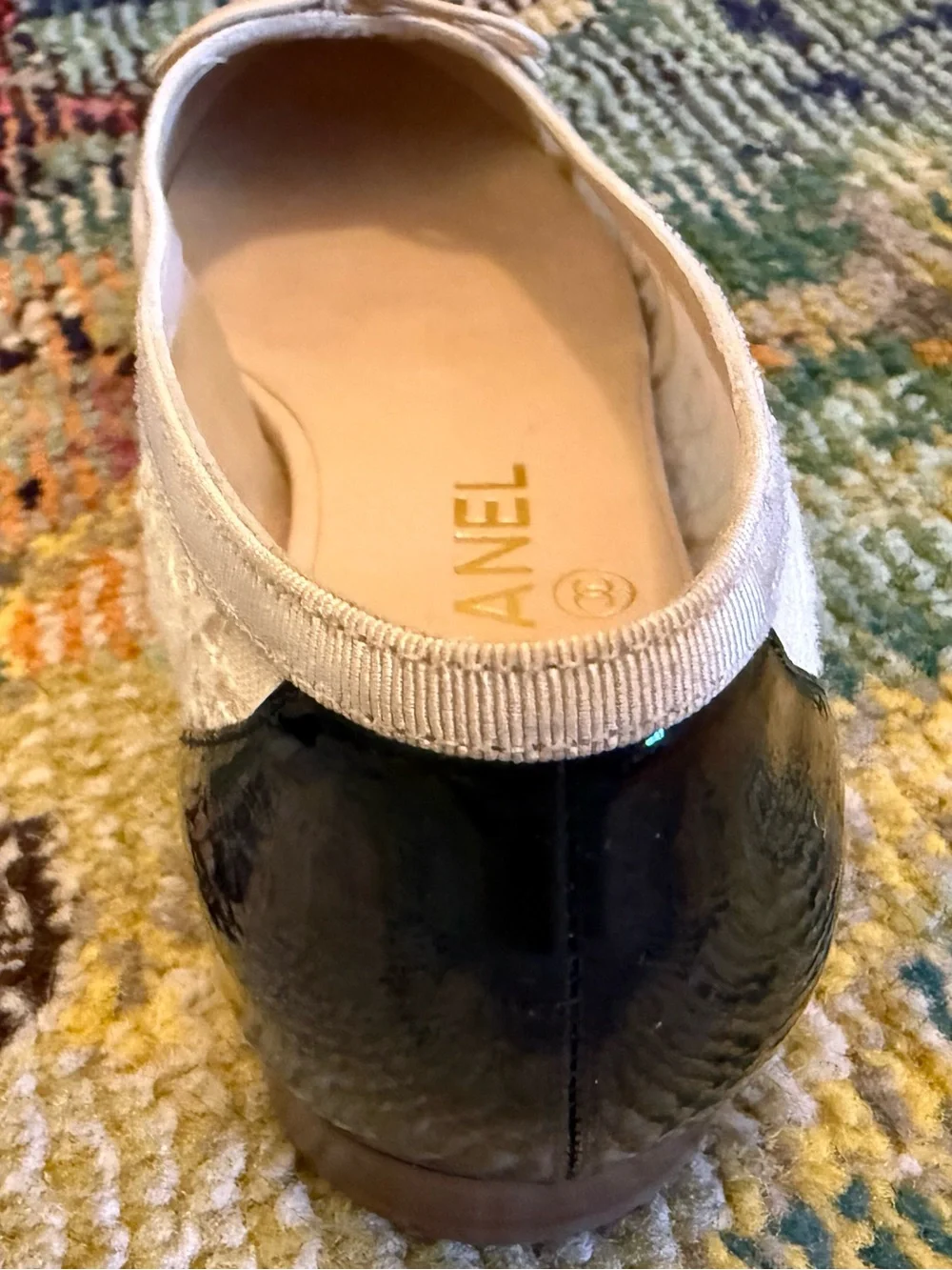 Like NEW Vintage Chanel Lace & Patent Leather Cap Toe Ballet Flats worn 2x/ 36.5